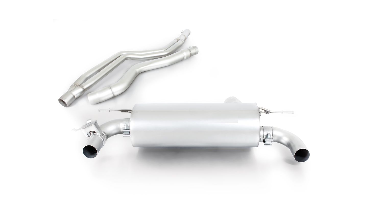 BMW F30 F31 F32 F33 F36 Exhaust Bundle — Resonated | 2x 84mm Carbon Race Tips