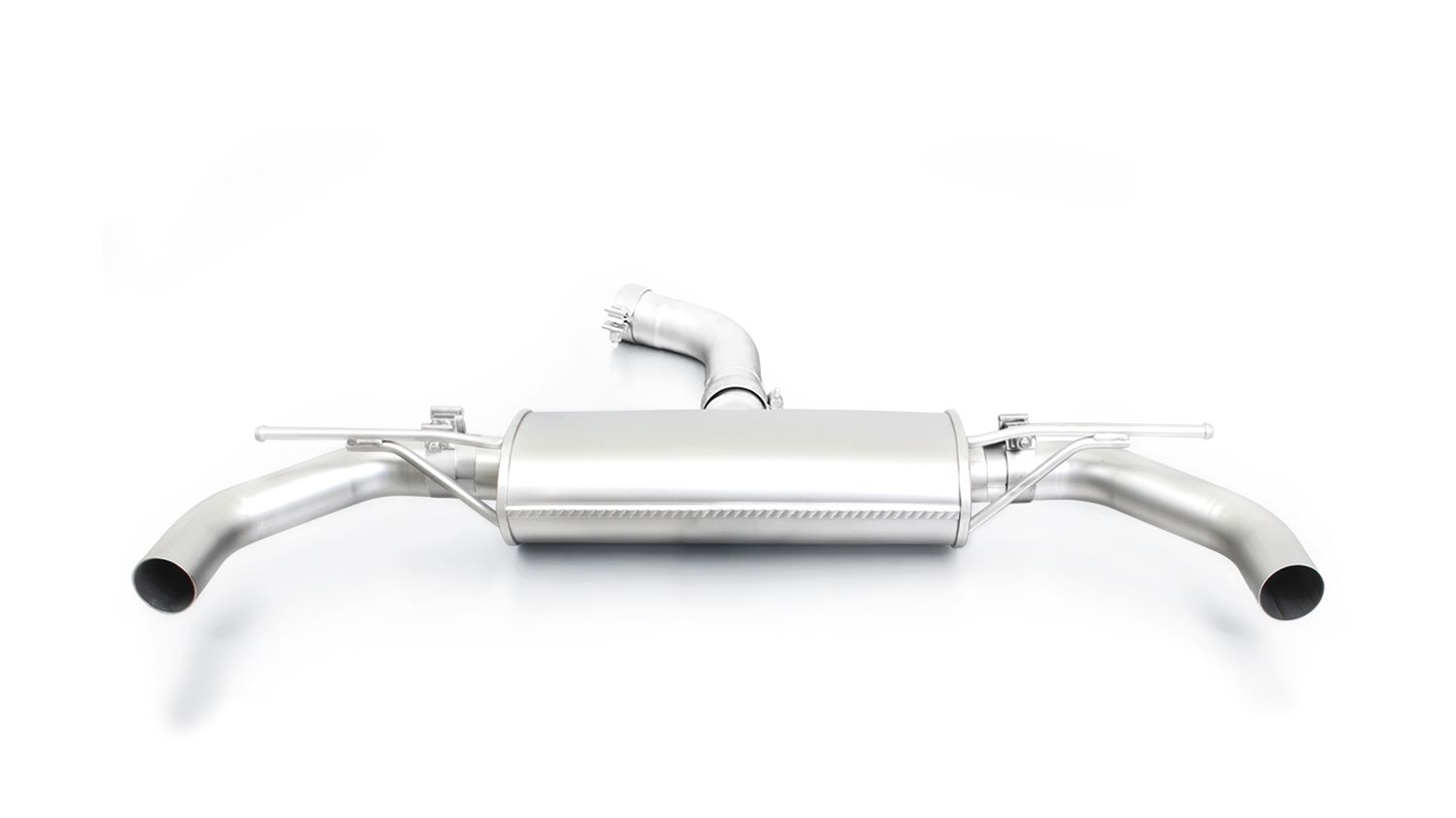 Sport Exhaust for VW Golf 7 GTI Perf. Facelift — Resonated + Racing Sport Silencer | 2x 102mm Chrome Straight Cut Tips