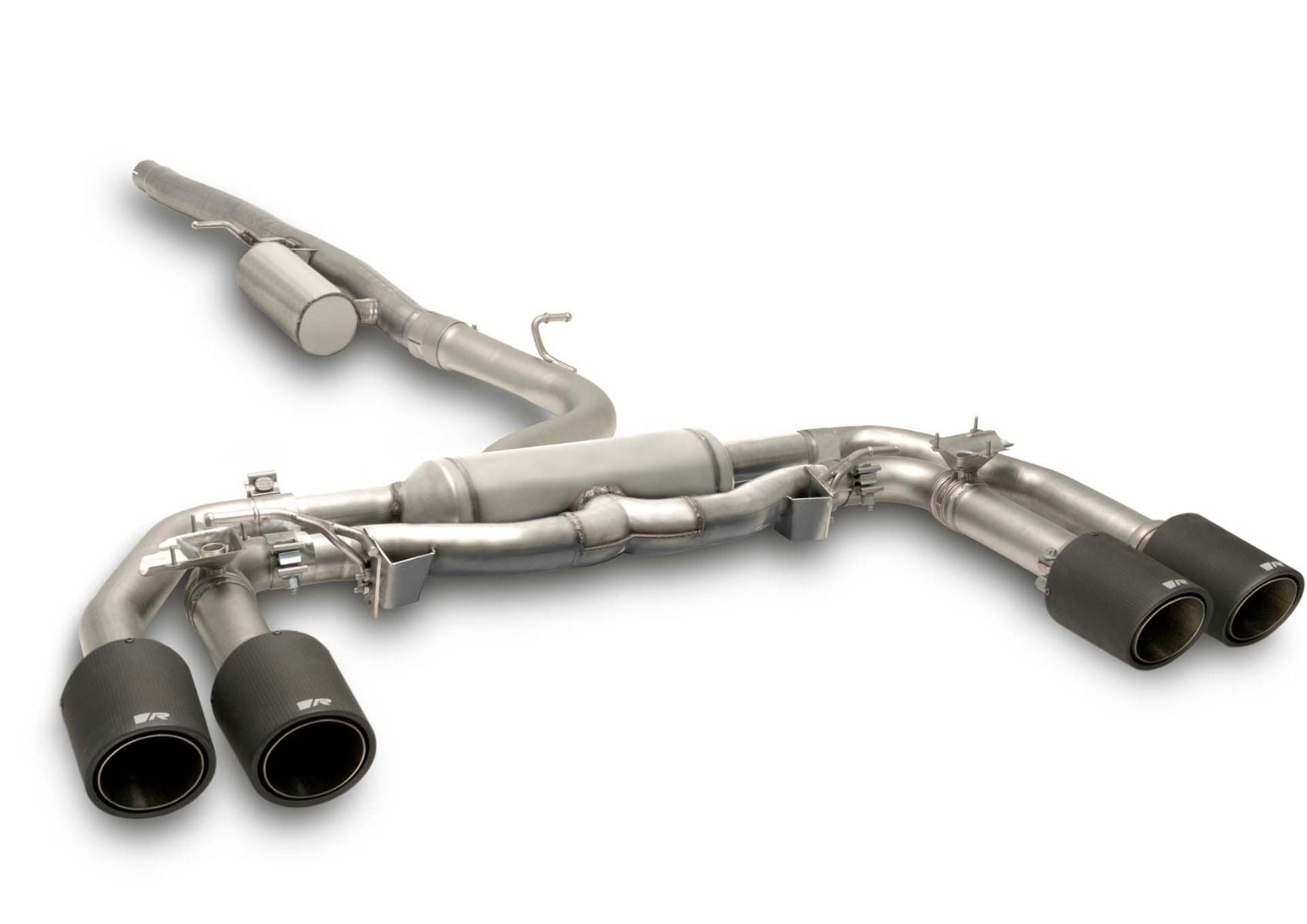 GPF Back Exhaust System for Audi S3 Limo Facelift GY (MY 2024-) — Rear Silencer | 4x 98mm Street Race Black Chrome Tips