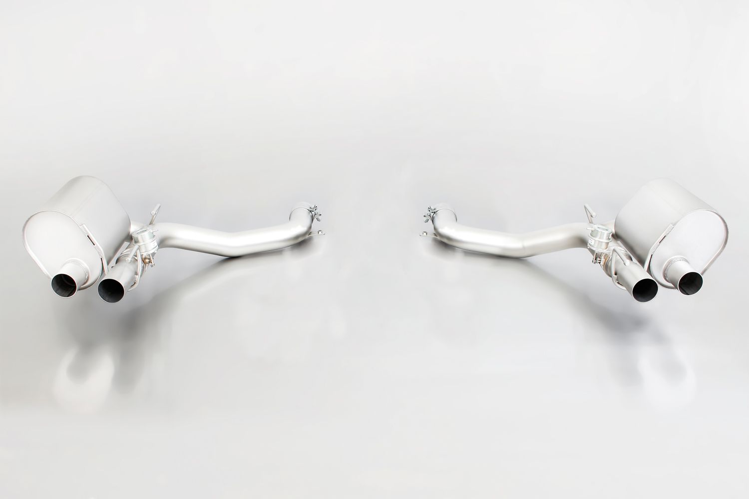 Left/Right axle-back sport exhaust system Maserati Ghibli straight cut chromed tailpipes, incl. 2 vacuum operated mechanical valves