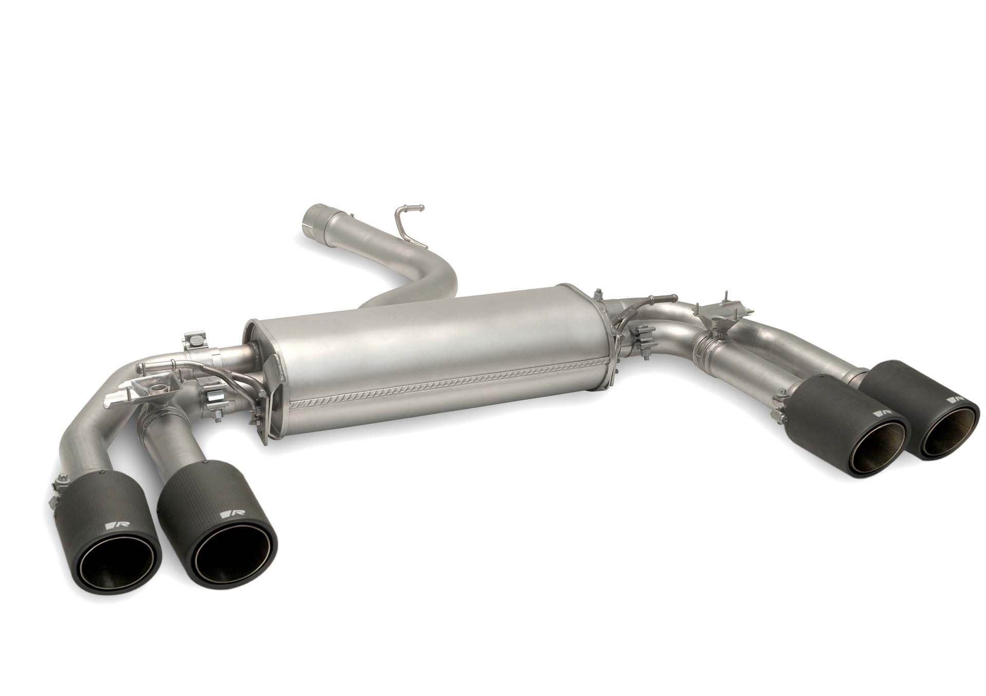 Exhaust Bundle for VW Golf 8 R Type CD — Racing Rear Silencer + Connection Tube | 4x 100mm Titanium Brushed Tips