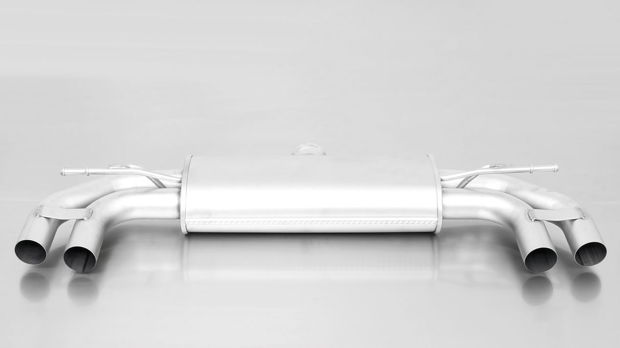 Axle Back Exhaust System for Seat Leon 5F 3 — Silencer (955113 1500) | 4x 84mm Street Race Black Chrome Tips | 792303 HES