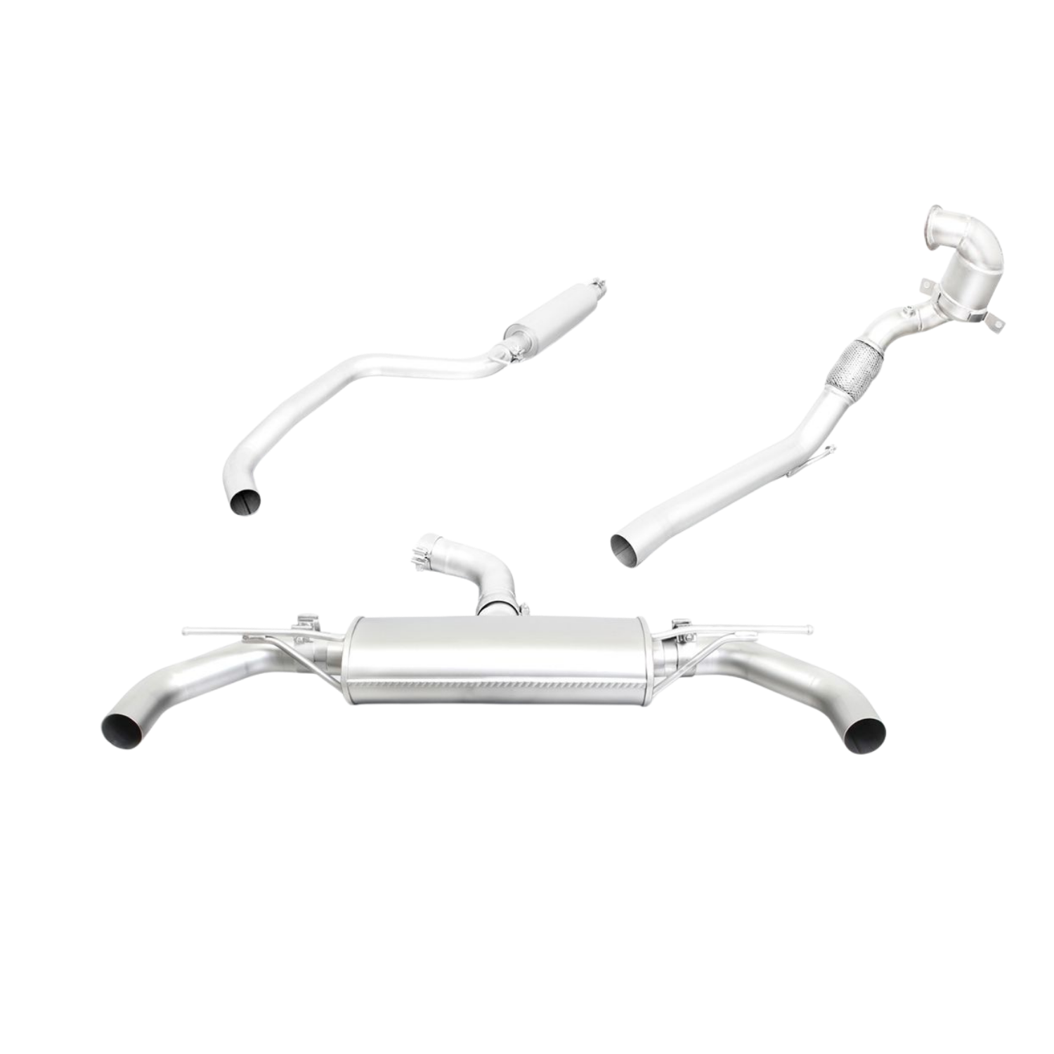 Sport Exhaust for Golf 7 AU Facelift  — Sport Silencer + Non-Resonated | 2x 98mm Street Race Black Chrome Tips